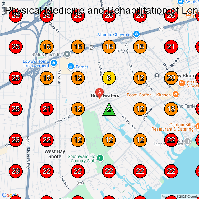 Physical Medicine and Rehabilitation of Long Island GeoGrid visibility map for Chiropractor in Bay Shore